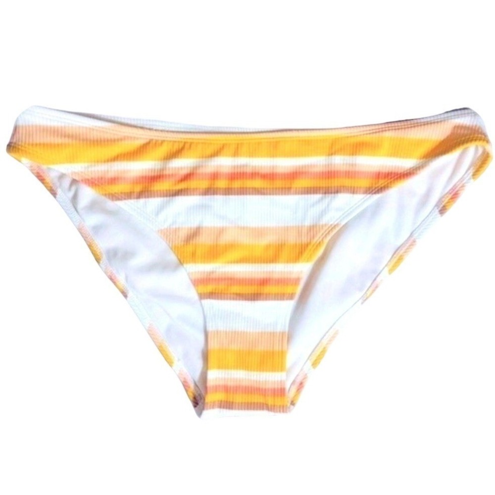 Xhilaration Ribbed Striped Cheeky Bikini Bottom Womens XL Yellow Orange NWOT